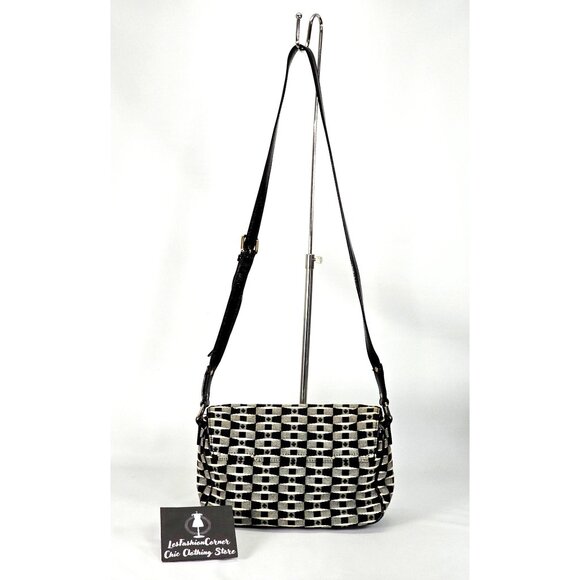 Kate Spade Women's Black White Fabric Essex Scout Purse Messenger Small 1875 - Picture 8 of 12